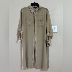 Emperice  Beige Button-Up Shirt Dress nwt